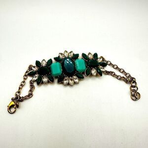 7.5" J.Crew rhinestone and acrylic statement bracelet in gold tone!